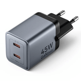 Vention 2-Port GaN Charger 45W with dual USB-C ports for fast device charging.