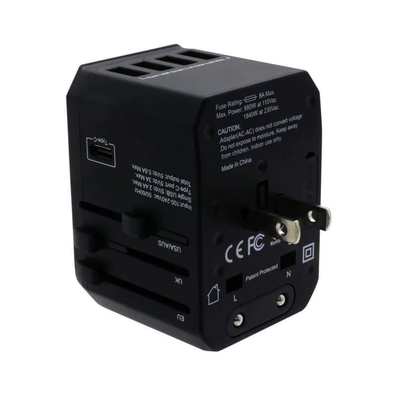 Valore Universal Travel Adaptor with 4 USB + 1 Type-C Output (AC57) Executive Corporate Gifts Singapore