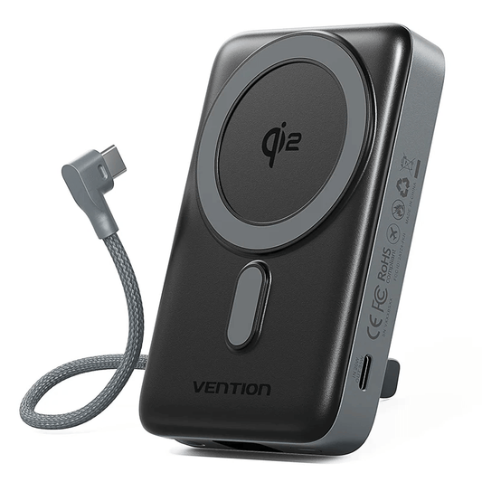 Vention Qi2 10000mAh Power Bank 35W with charging cable, ideal for corporate gift.
