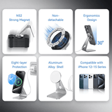 Vention 15W Magnetic Wireless Charger Stand with MagSafe features strong magnet, ergonomic design, and durable aluminum alloy shell.