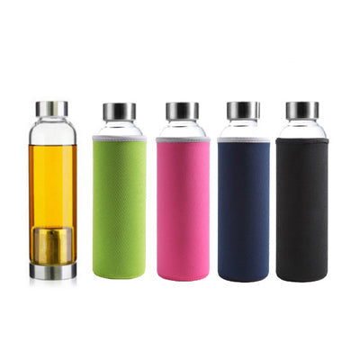 Glass Bottle with Neoprene Sleeve and Tea Brewer | AbrandZ Corporate Gifts