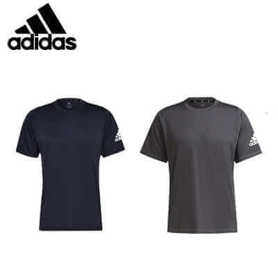 Navy and grey adidas Freelift Designed 2 Move crew-neck sport tees with contrasting sleeve logos