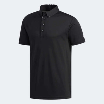 adidas Men's Golf Polo Shirt in black, designed for comfort and style, perfect for golf enthusiasts.