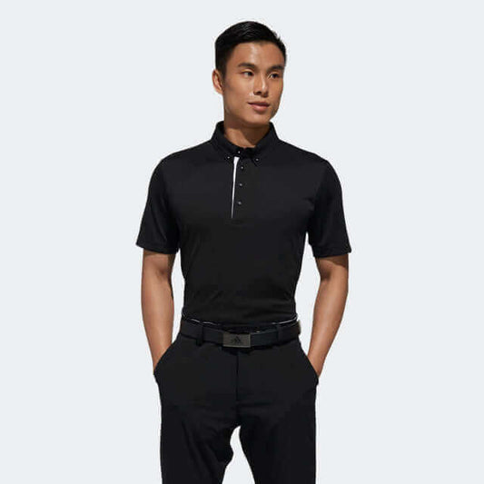 adidas Men's Golf Polo Shirt in black, perfect for stylish performance on the golf course.