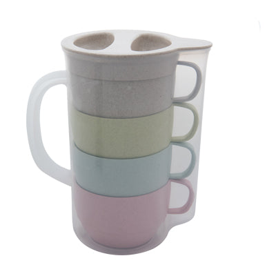 Eco Friendly Wheat Straw Jug with Coffee Mug Executive Corporate Gifts Singapore