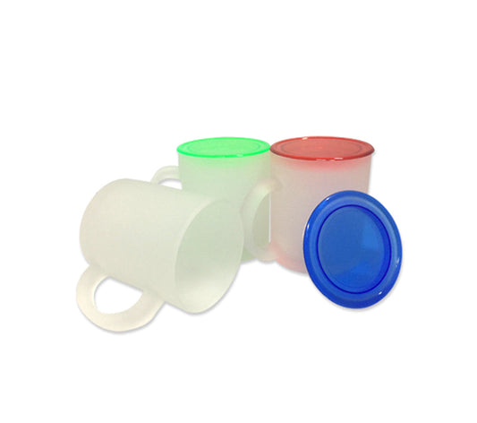 Frosted Glass Mug with Coloured Lid Executive Corporate Gifts Singapore
