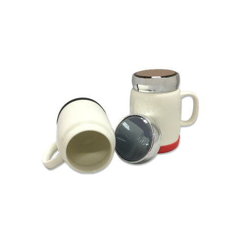 Porcelain Mug with Silver Lid & Silicon Base | AbrandZ Corporate Gifts