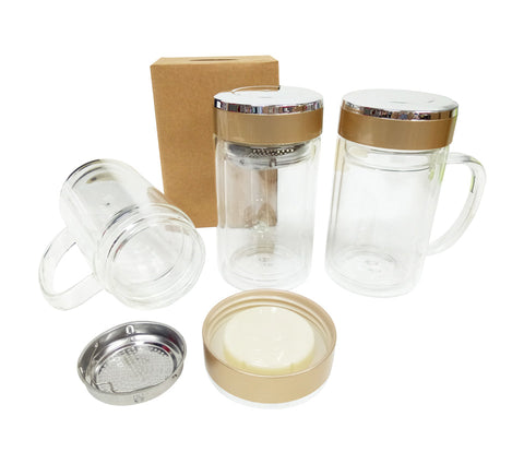 Double Wall Glass Mug with Filter | AbrandZ Corporate Gifts