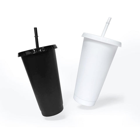 Plastic Tumbler with cover & straw