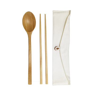 Eco-Friendly Wooden Cutlery in Cotton Pouch Executive Corporate Gifts Singapore
