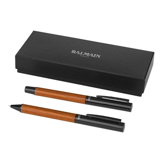 Balmain Woodgrain Duo Metal Pen Set Executive Corporate Gifts Singapore