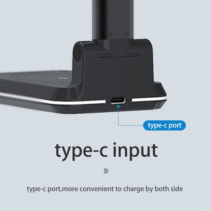 USB-C power input on the rear edge of the black dual charging stand base