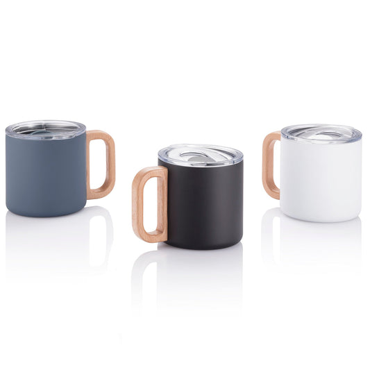 Vacuum Mug With Beech Wood Handle with Lid Executive Corporate Gifts Singapore