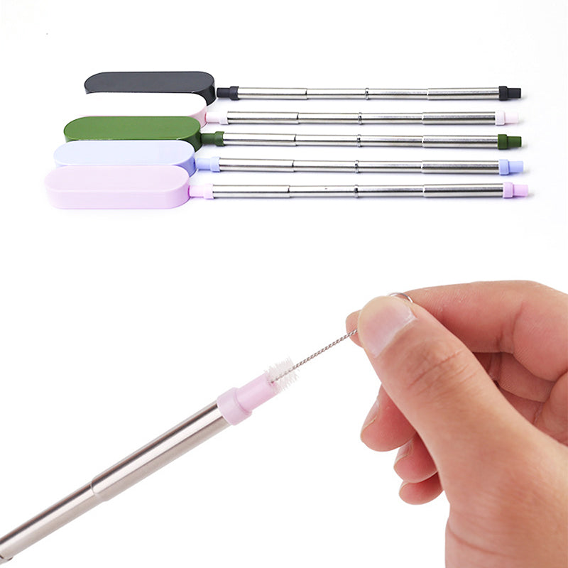 Collapsible Stainless Steel Metal Straw with Brush Executive Corporate Gifts Singapore