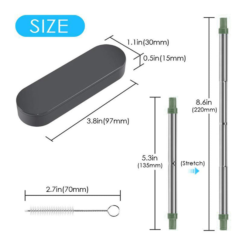 Collapsible Stainless Steel Metal Straw with Brush Executive Corporate Gifts Singapore