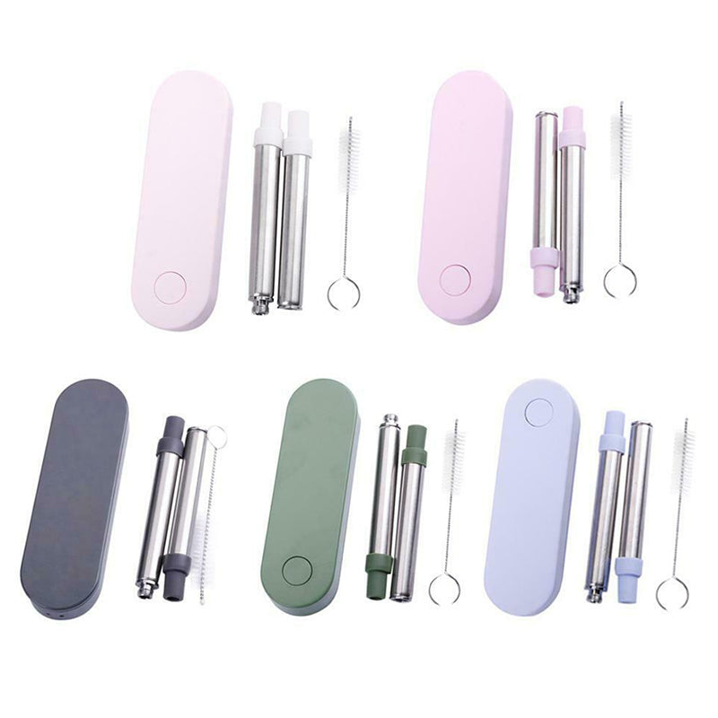 Collapsible Stainless Steel Metal Straw with Brush Executive Corporate Gifts Singapore