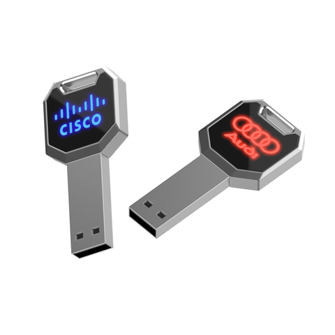 Key Shaped USB Flash Drive with LED Logo