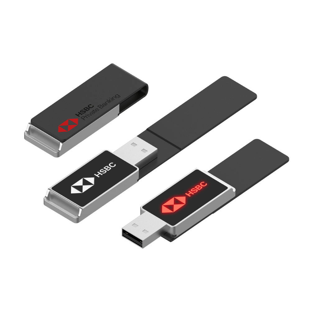 Leather Flip Up USB Flash Drive with LED Logo Executive Corporate Gifts Singapore