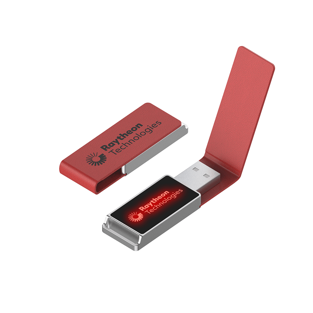 Leather Flip Up USB Flash Drive with LED Logo Executive Corporate Gifts Singapore