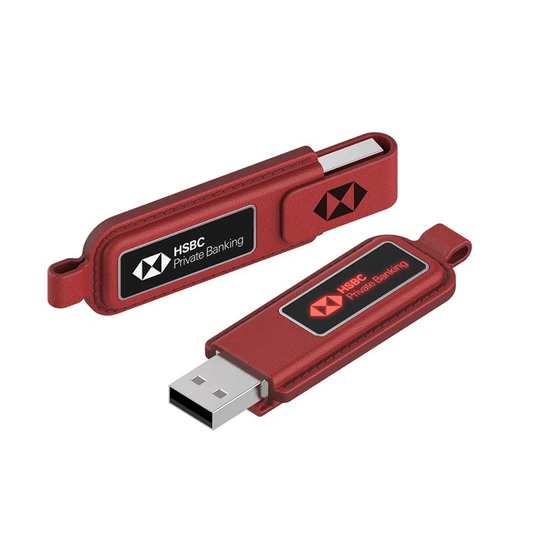 Leather Swivel USB Flash Drive with LED Logo Executive Corporate Gifts Singapore