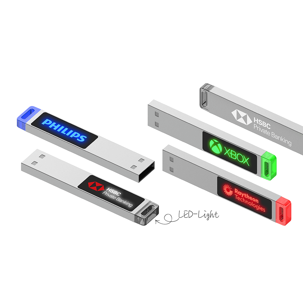 Metal USB Flash Drive with LED Light and Logo Executive Corporate Gifts Singapore