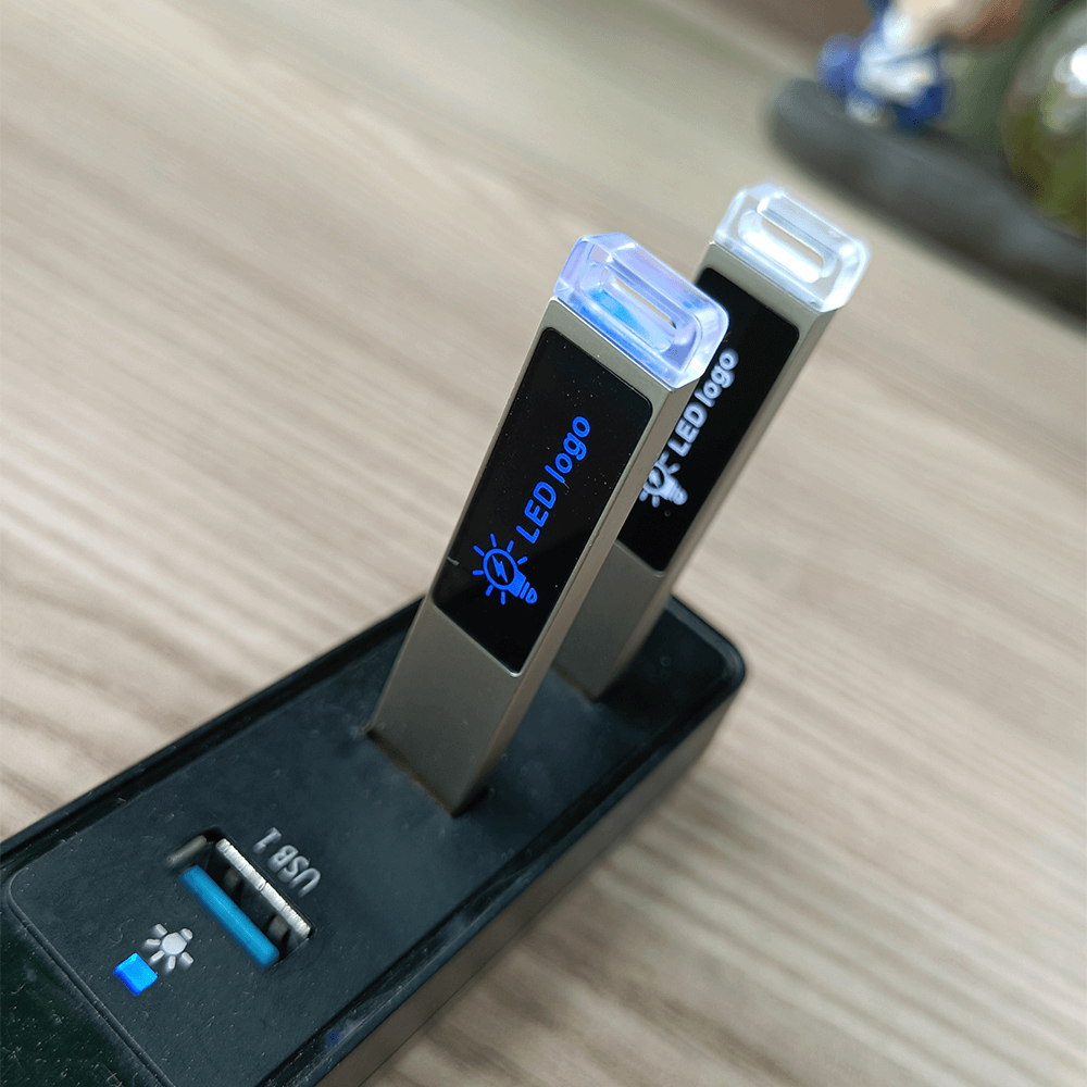 Metal USB Flash Drive with LED Light and Logo Executive Corporate Gifts Singapore