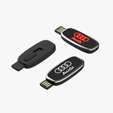 Oval Slider USB Flash Drive with Strap and LED Logo