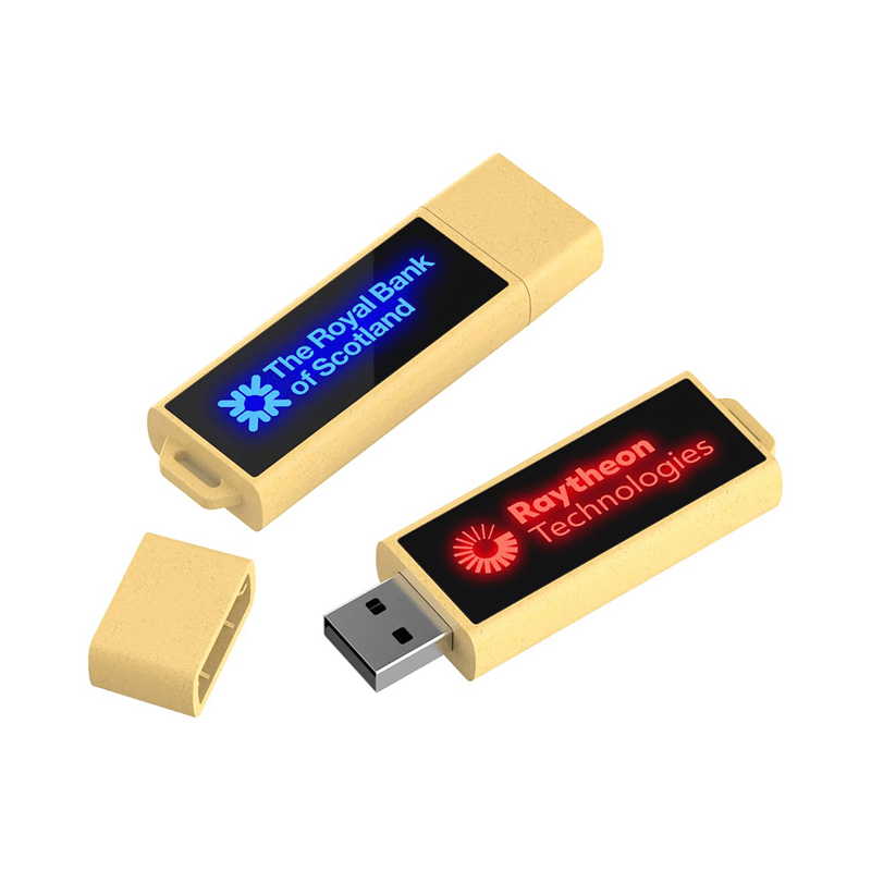 Eco Friendly Rectangular Wooden USB Flash Drive with LED Logo Executive Corporate Gifts Singapore