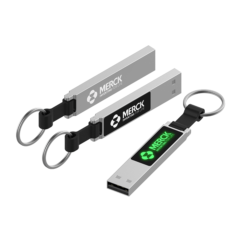 Rectangular USB Flash Drive with Keyring Strap and LED Logo Executive Corporate Gifts Singapore