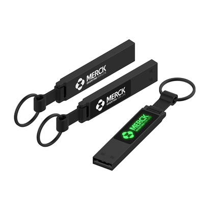 Rectangular USB Flash Drive with Keyring Strap and LED Logo Executive Corporate Gifts Singapore