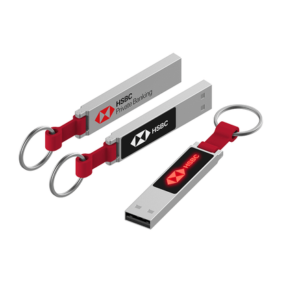 Rectangular USB Flash Drive with Keyring Strap and LED Logo Executive Corporate Gifts Singapore