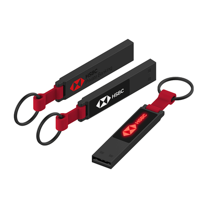 Rectangular USB Flash Drive with Keyring Strap and LED Logo Executive Corporate Gifts Singapore