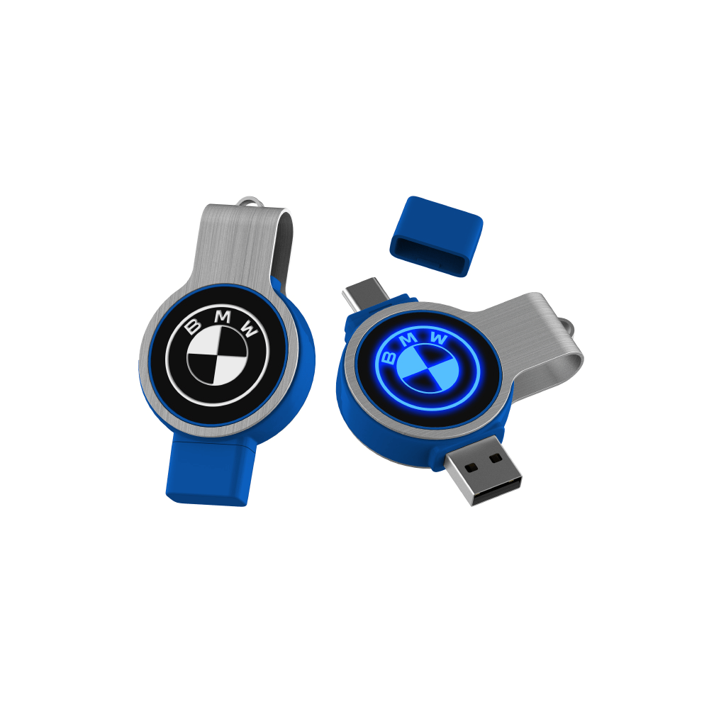 Round Swivel USB OTG Flash Drive with LED Logo Executive Corporate Gifts Singapore