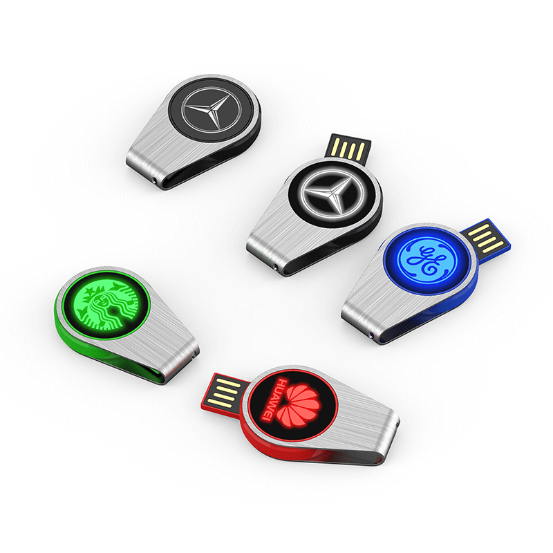 Round Led Usb Round Swivel USB Flash Drive with LED Logo | Executive Door Gifts