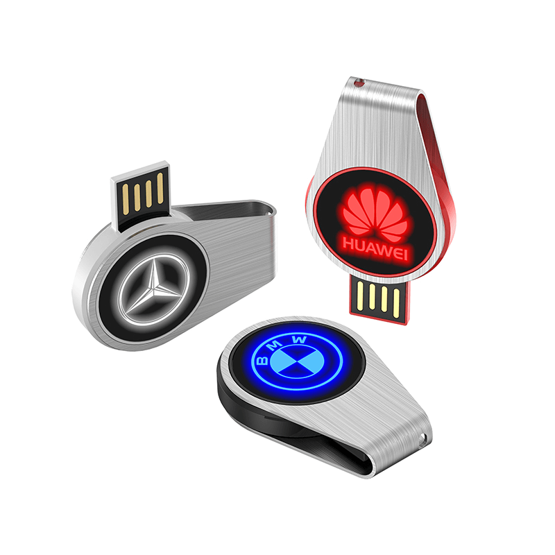 Round Swivel USB Flash Drive with LED Logo Executive Corporate Gifts Singapore