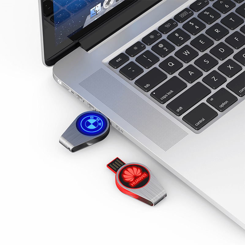 Round Swivel USB Flash Drive with LED Logo Executive Corporate Gifts Singapore