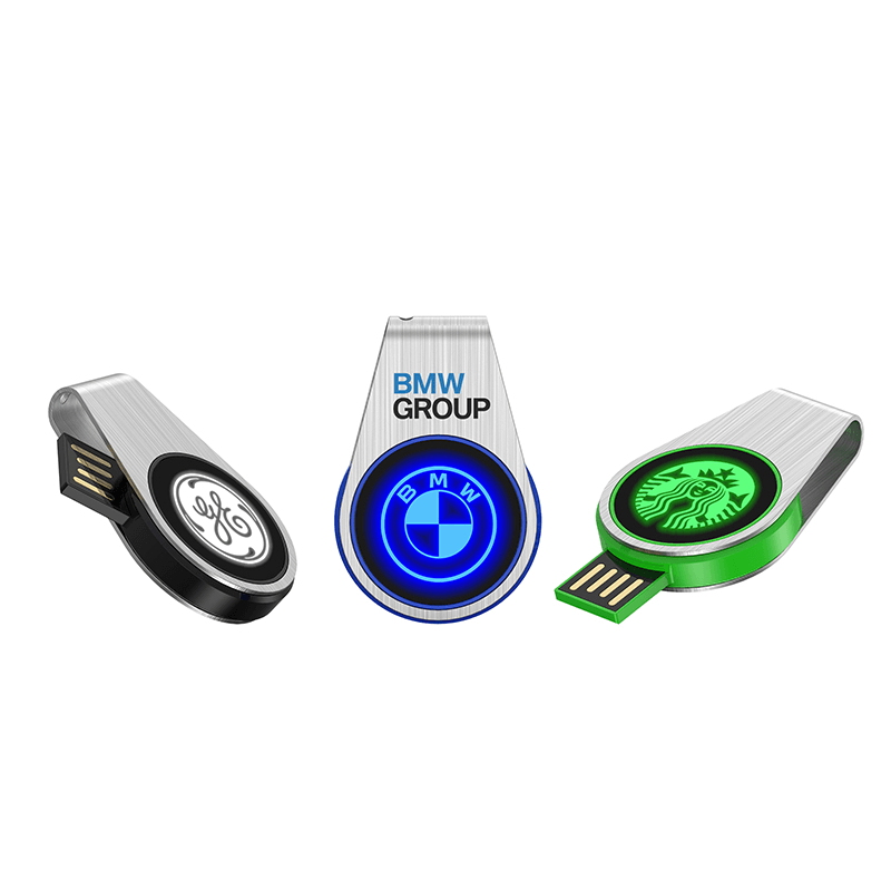 Round Led Usb Round Swivel USB Flash Drive with LED Logo | Executive Door Gifts