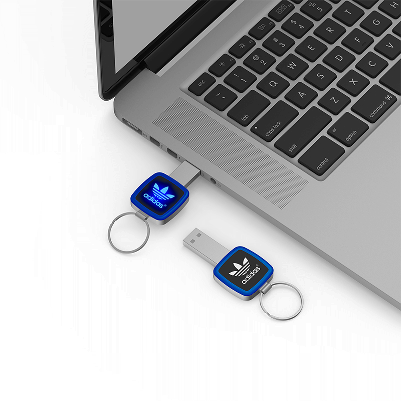 Square Shaped USB Flash Drive with Keyring and LED Logo Executive Corporate Gifts Singapore