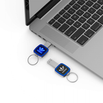 Square Shaped USB Flash Drive with Keyring and LED Logo