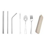 6 Pieces Stainless Steel Cutlery and Straw Set | AbrandZ Corporate Gifts