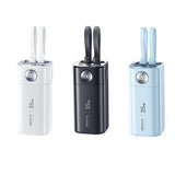 Remax FP-35 Powerbank with Dual Cables 20000mAh in white, black, and blue colors.