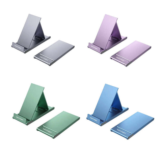 Vention Portable 3-Angle Cell Phone Stand Holder in various colors for versatile mobile device support.