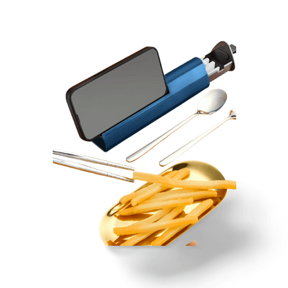 3 in 1 Stainless Steel Cutlery Set with Phone Holder Executive Gifts Singapore