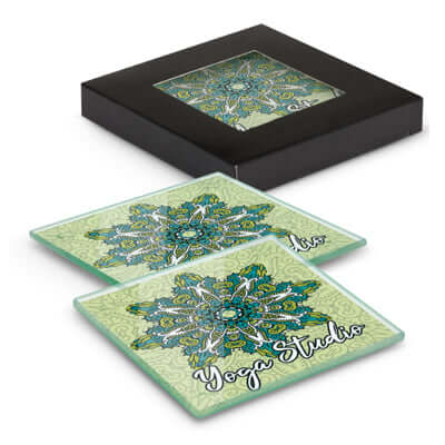 Venice Glass Coaster - Set of 2 - Square - Full Colour Corporate Gift Singapore