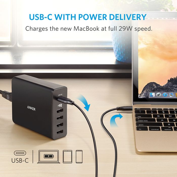 Anker PowerPort+ 5 Ports USB-C 60W With PowerIQ™ Charging Station Executive Gifts Singapore