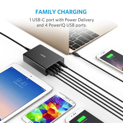 Anker PowerPort+ 5 Ports USB-C 60W With PowerIQ™ Charging Station Executive Gifts Singapore