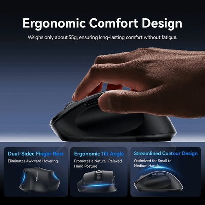 Vention 2.4G Wireless Ergonomic Mouse with ergonomic design, dual-sided finger rest, and optimal comfort features.