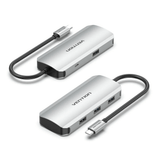 Vention 5-in-1 USB 3.0 Hub with multiple ports and aluminum alloy design.