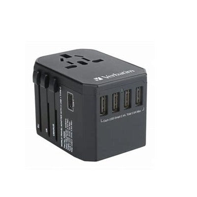 Verbatim 65686 4 USB and 1 Type C Ports Travel Adapter Executive Corporate Gifts Singapore