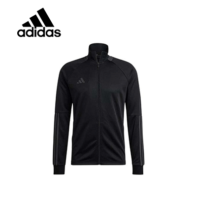 Adidas Aeroready Sereno Slim Track Jacket in black, designed for style and functionality, ideal for workouts.